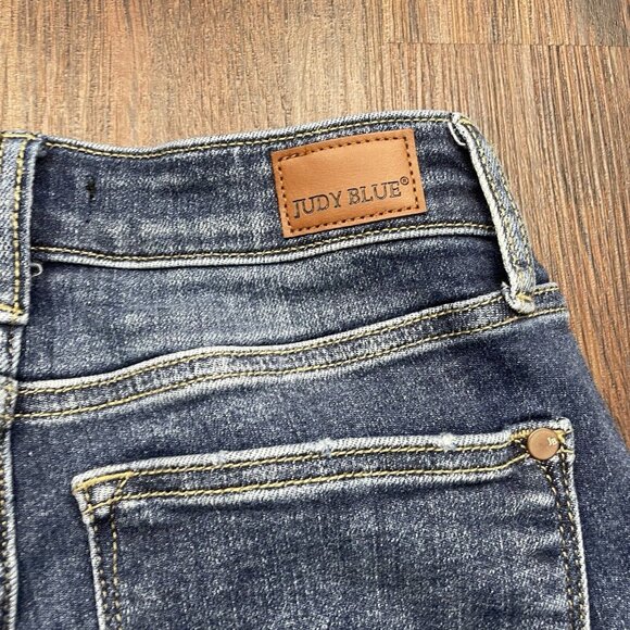 Judy Blue Boyfriend Fit Jeans Women Size 0/24 Mid Rise Dark Wash - Picture 6 of 11
